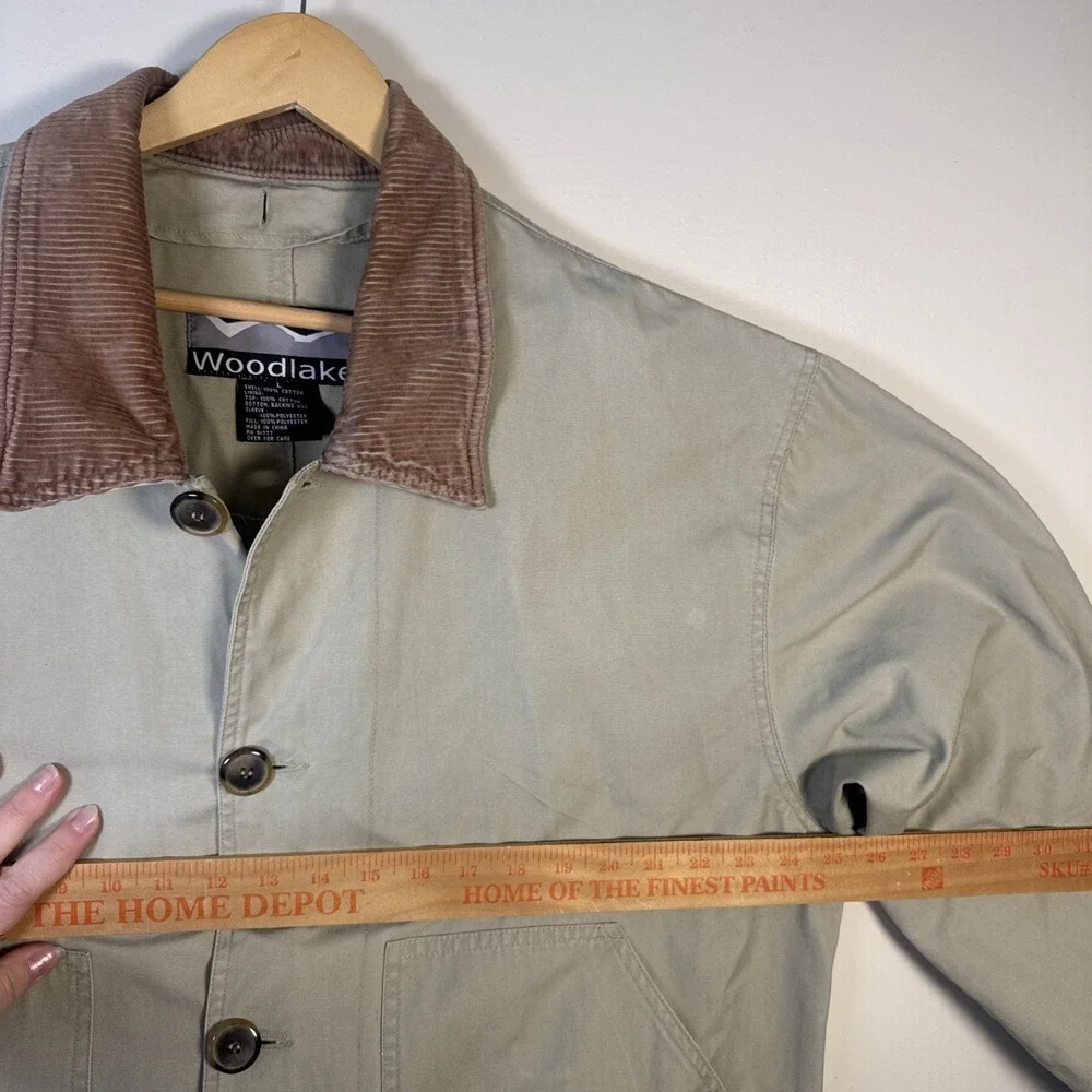 Woodlake Barn Coat Chore Jacket Mens Tan Corduroy Collar Unlined‎ Long Sz Large